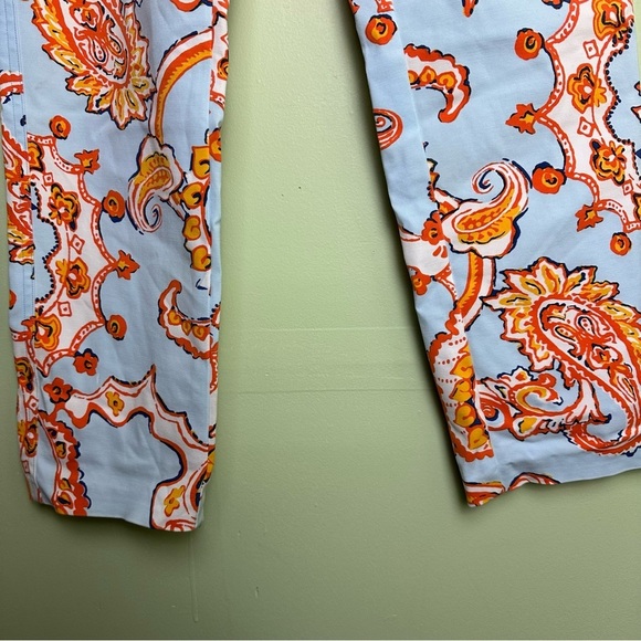 J. McLaughlin Pants Women's Orange And Blue Paisley Print Modal Spandex Size 10 - Picture 4 of 15